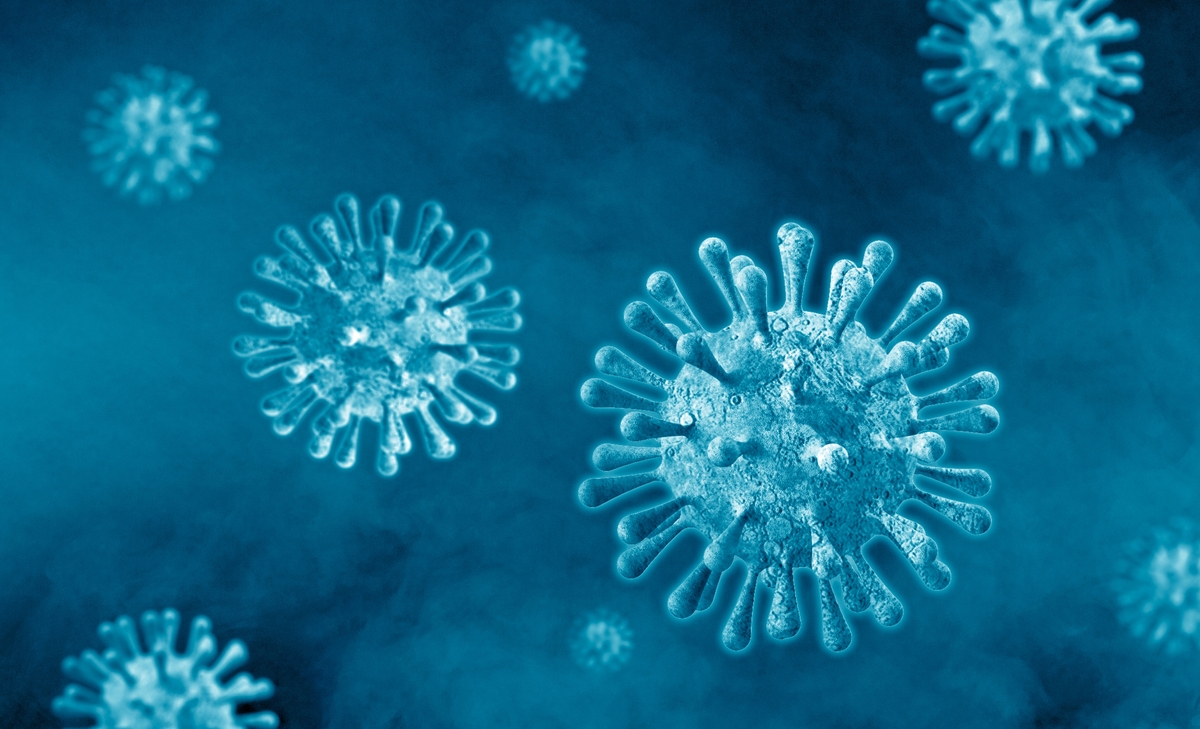 illustration of blue corona virus 3d corona virus