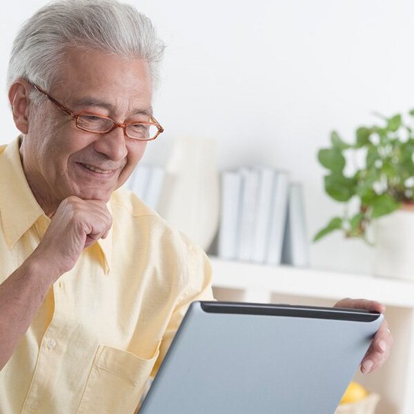 senior using computer